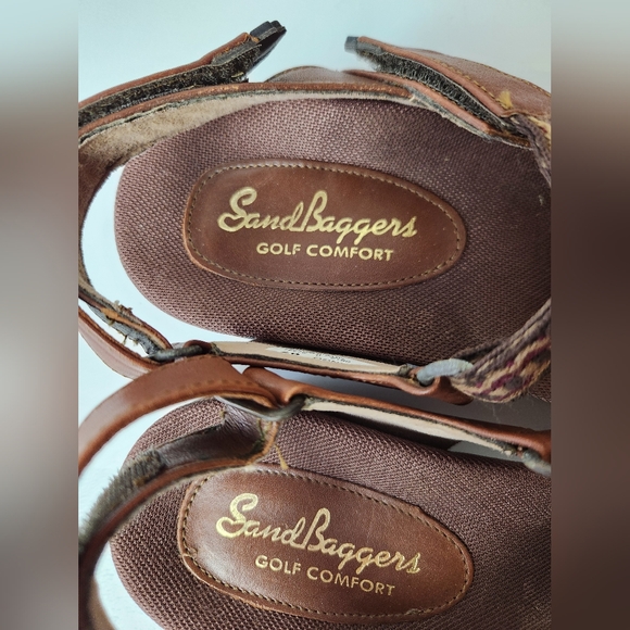 Sandbaggers Tango Teak Leather Brown Multi-Color Strap Athletic Golf Sandals - Picture 6 of 9